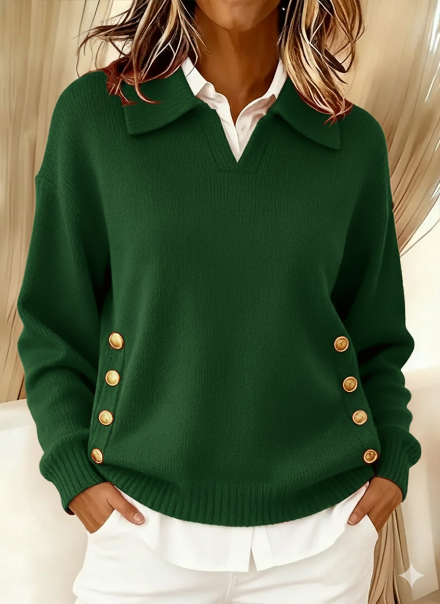 Vynette | Sweter Polo z Dekoltem w Serek