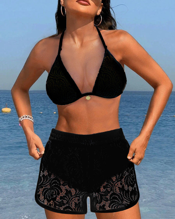 Wiktoria – Jednobarwny Koronkowy Zestaw Bikini
