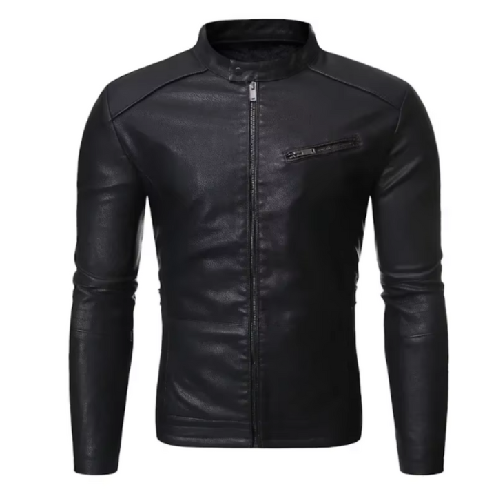 Elegancka skórzana kurtka slim-fit