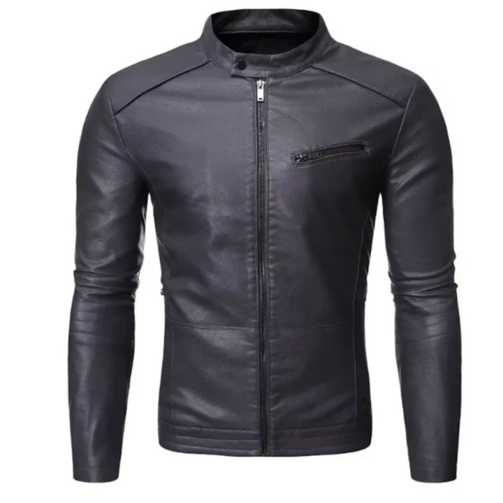 Elegancka skórzana kurtka slim-fit