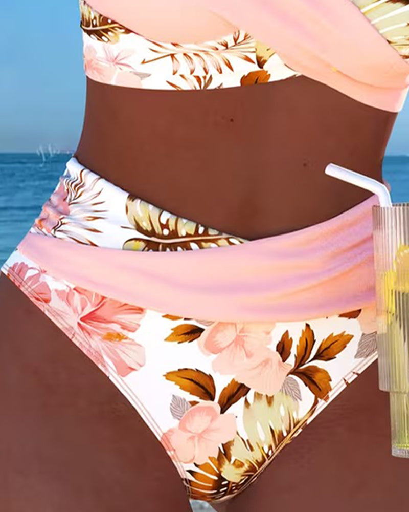 Edyta – Kwiatowe Bikini z Kontrastem i Rozcięciem