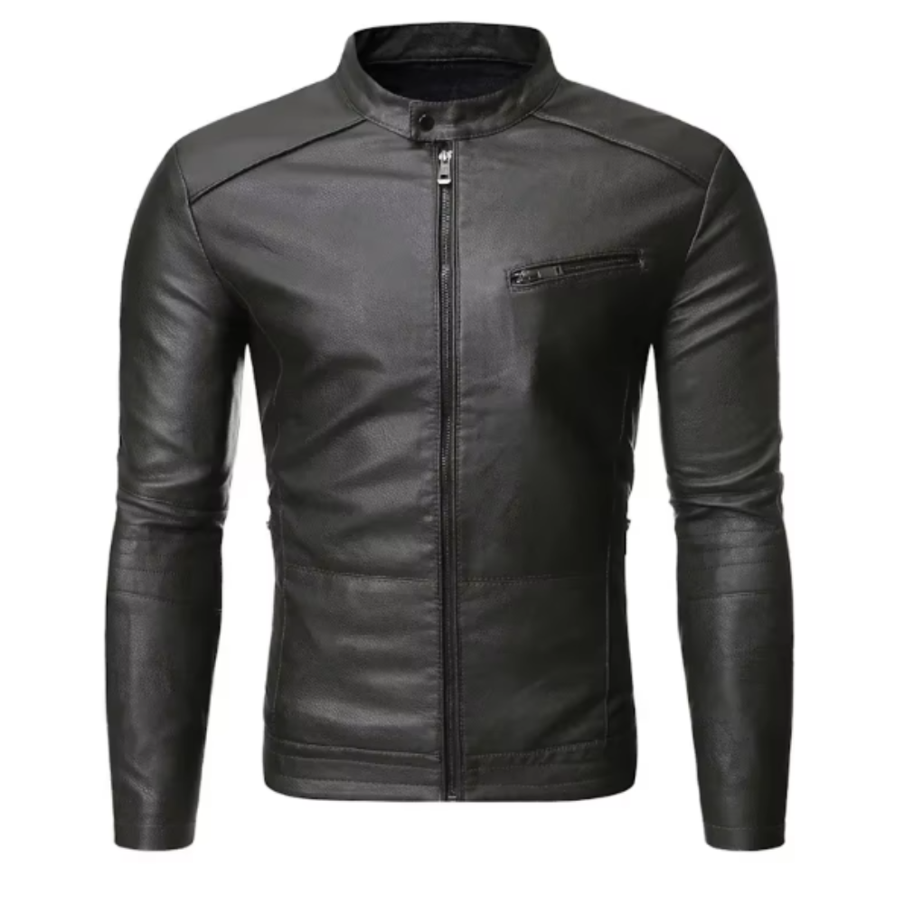 Elegancka skórzana kurtka slim-fit