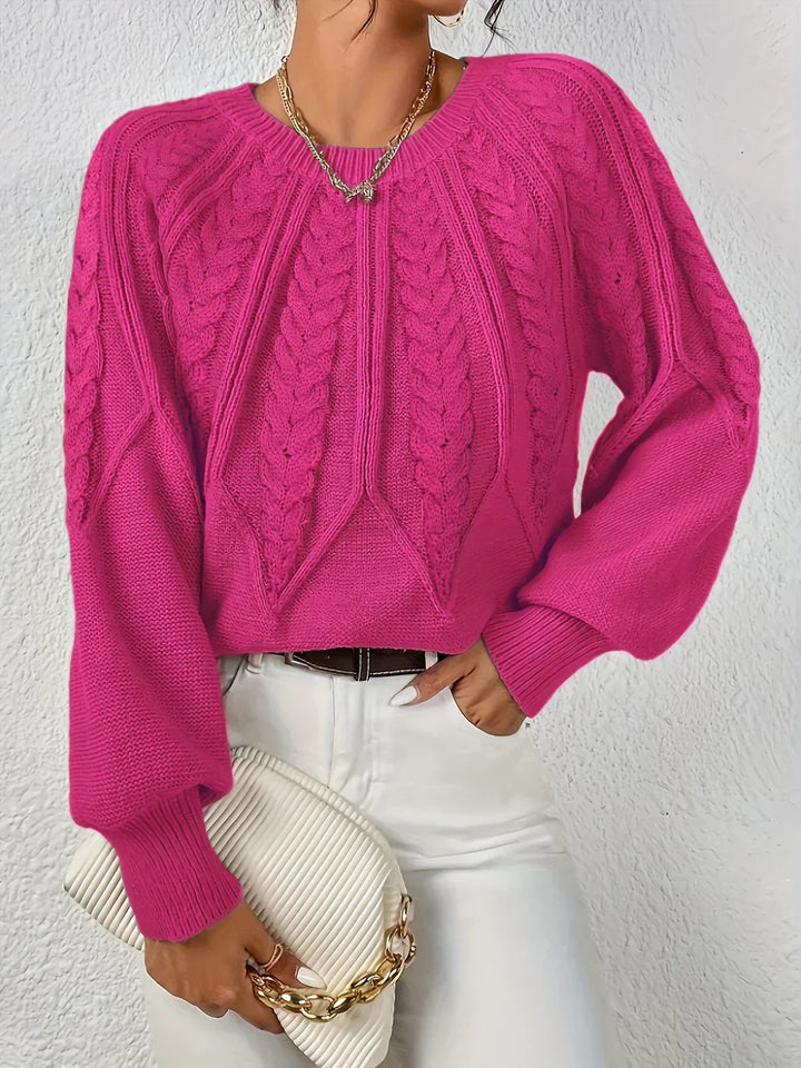 Gabriela | Sweter z Warkoczowym Splotem i Rekawami Reglan