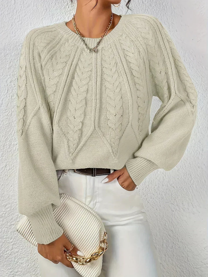 Gabriela | Sweter z Warkoczowym Splotem i Rekawami Reglan