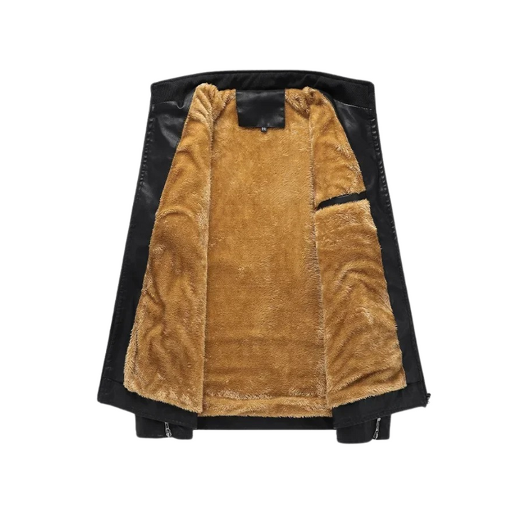 Retro Fleece Skórzana Kurtka
