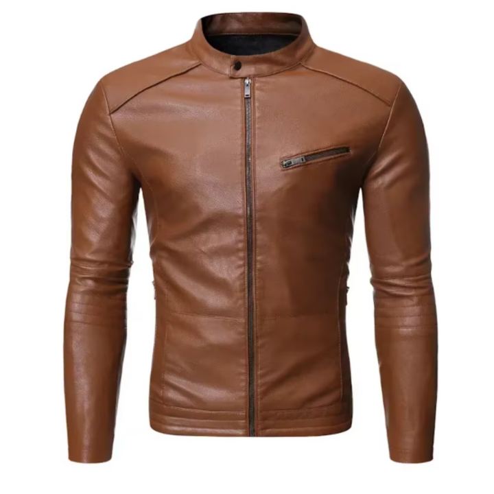 Elegancka skórzana kurtka slim-fit
