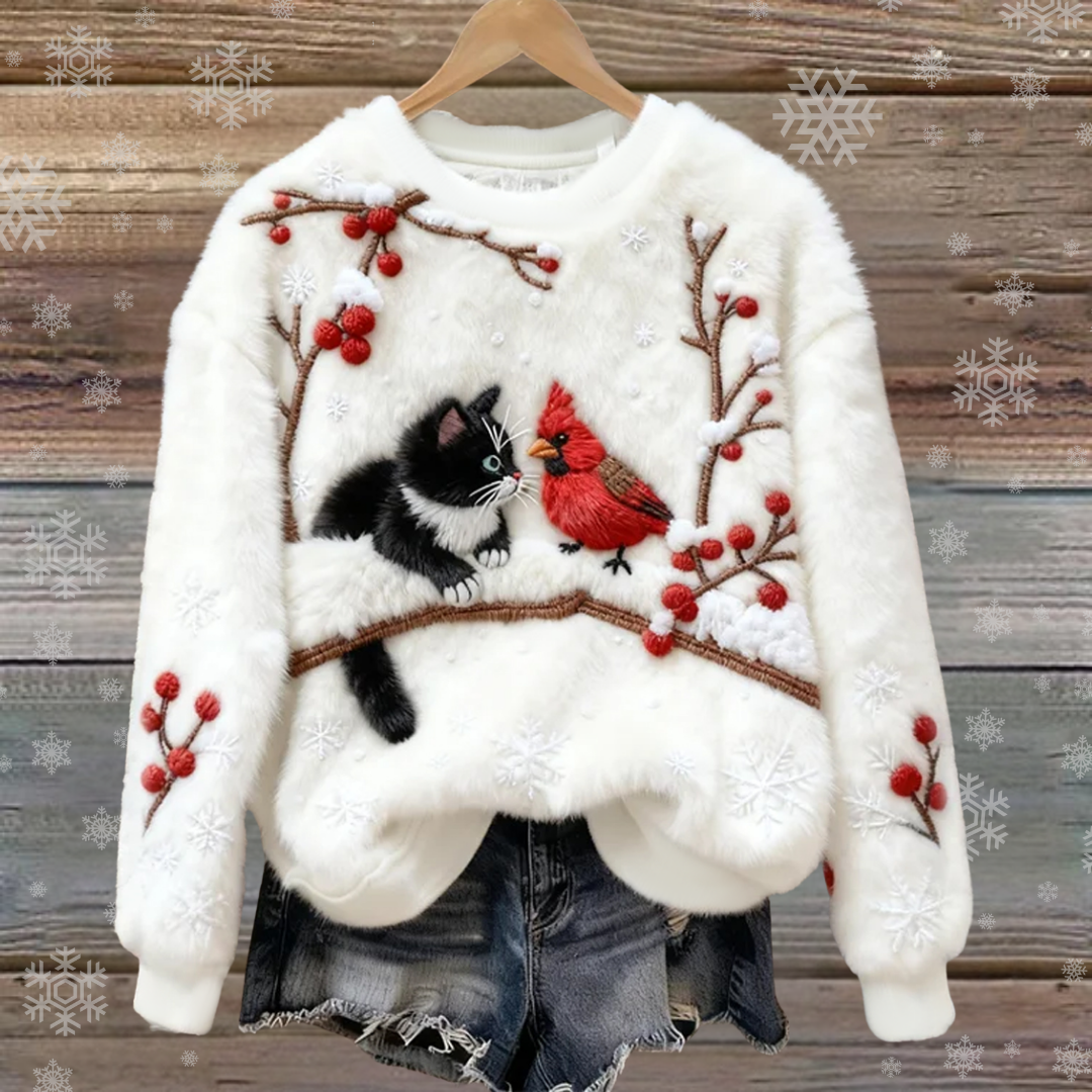 Verena | Czarny Kot Zimowy Sweter