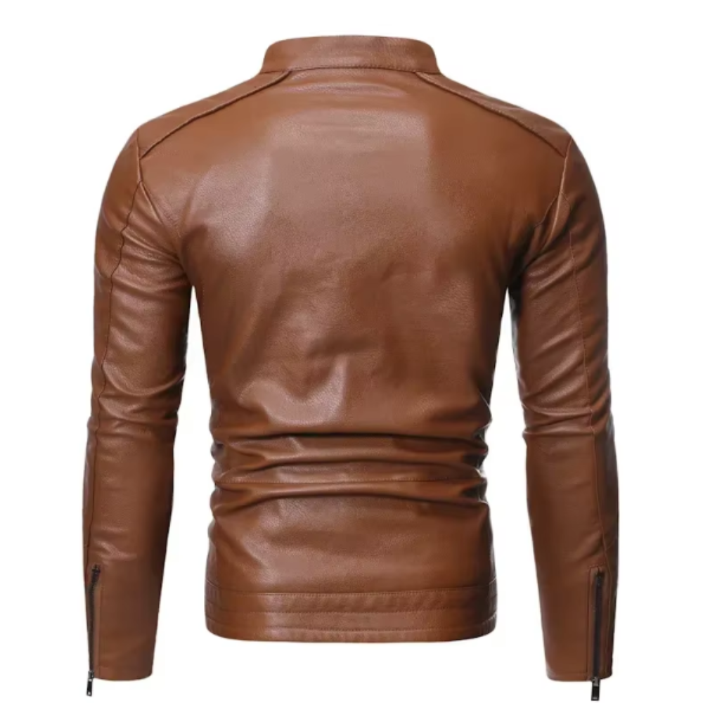 Elegancka skórzana kurtka slim-fit
