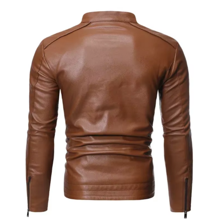 Elegancka skórzana kurtka slim-fit