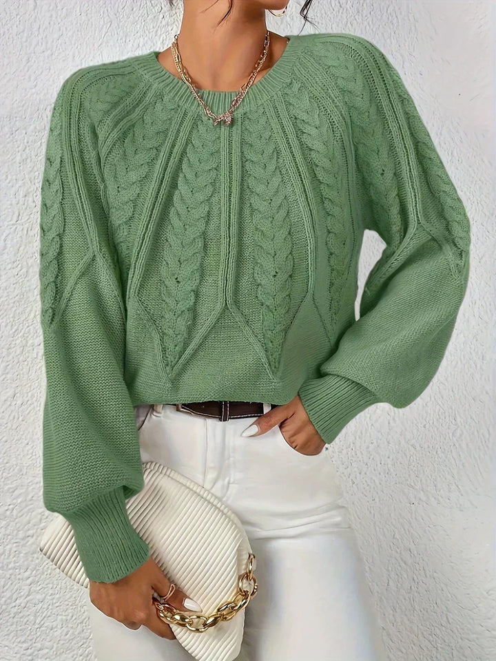 Gabriela | Sweter z Warkoczowym Splotem i Rekawami Reglan