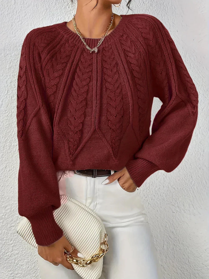 Gabriela | Sweter z Warkoczowym Splotem i Rekawami Reglan