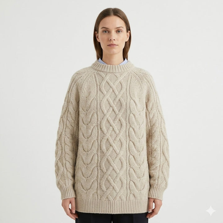 Marika | Oversizowy Sweter z Warkoczowym Splotem