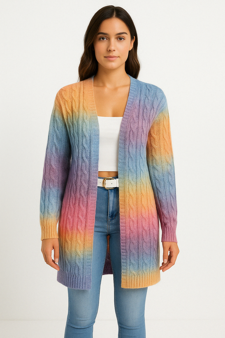 Emma | Dlugi Rozpinany Kardigan z Miekkiej Dzianiny w Stylu Duster