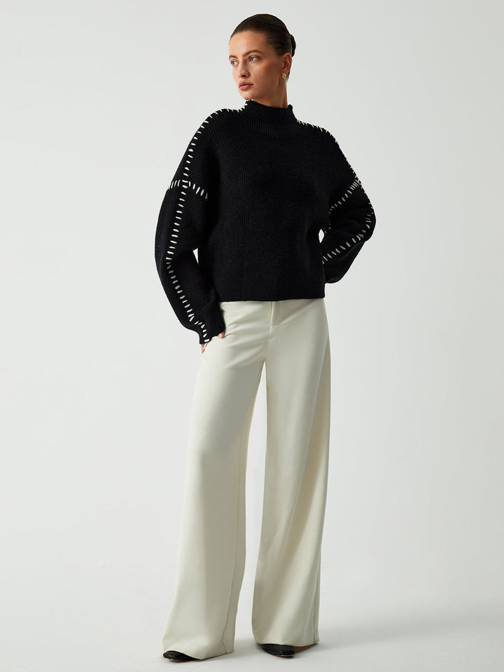 Malwina | Oversizowy Sweter z Golfem Stojka