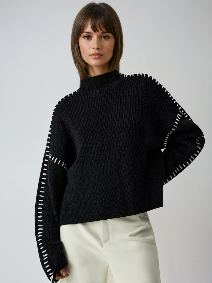 Malwina | Oversizowy Sweter z Golfem Stojka