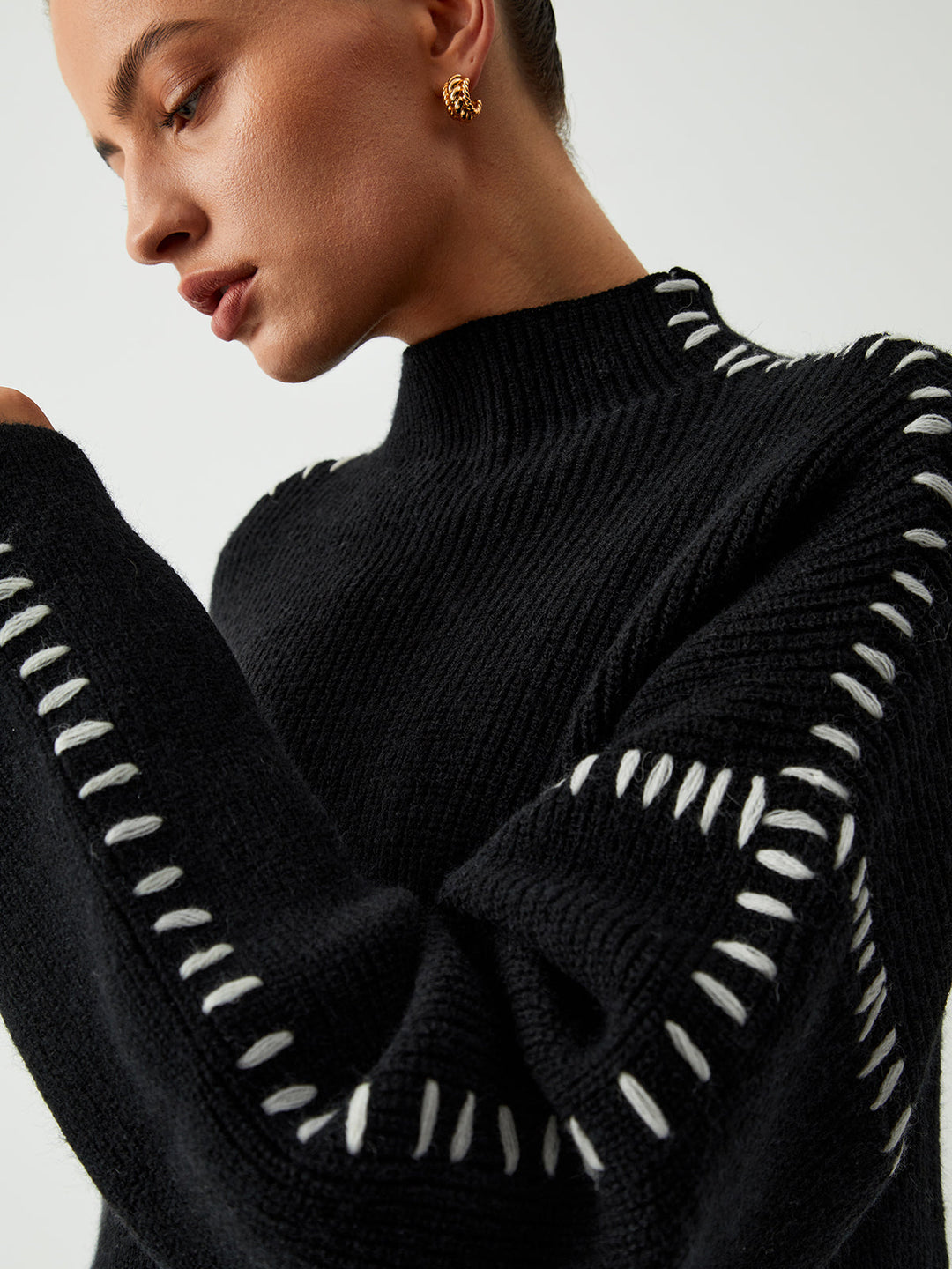 Malwina | Oversizowy Sweter z Golfem Stojka