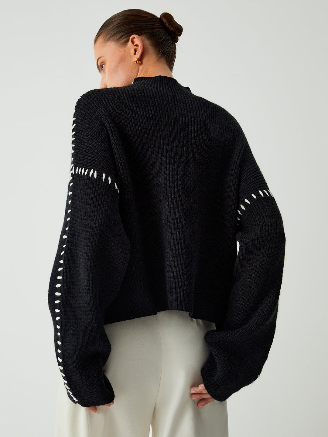 Malwina | Oversizowy Sweter z Golfem Stojka