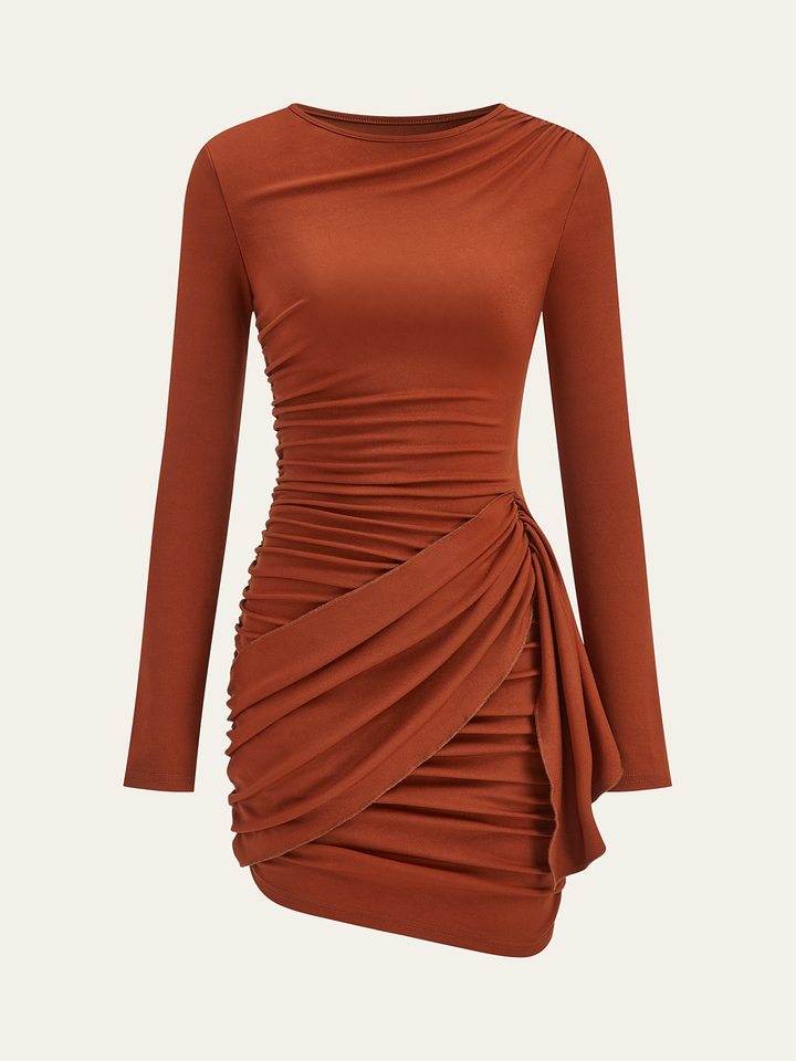 Sukienka bodycon z marszczeniem i długim rękawem