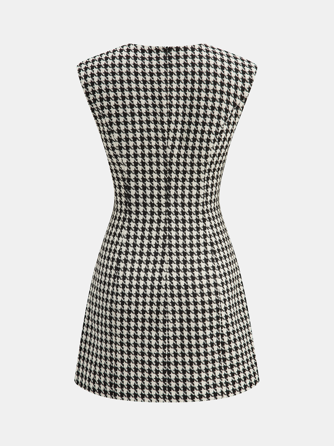 Sukienka mini w kratę houndstooth z detalem w kształcie wędzidła