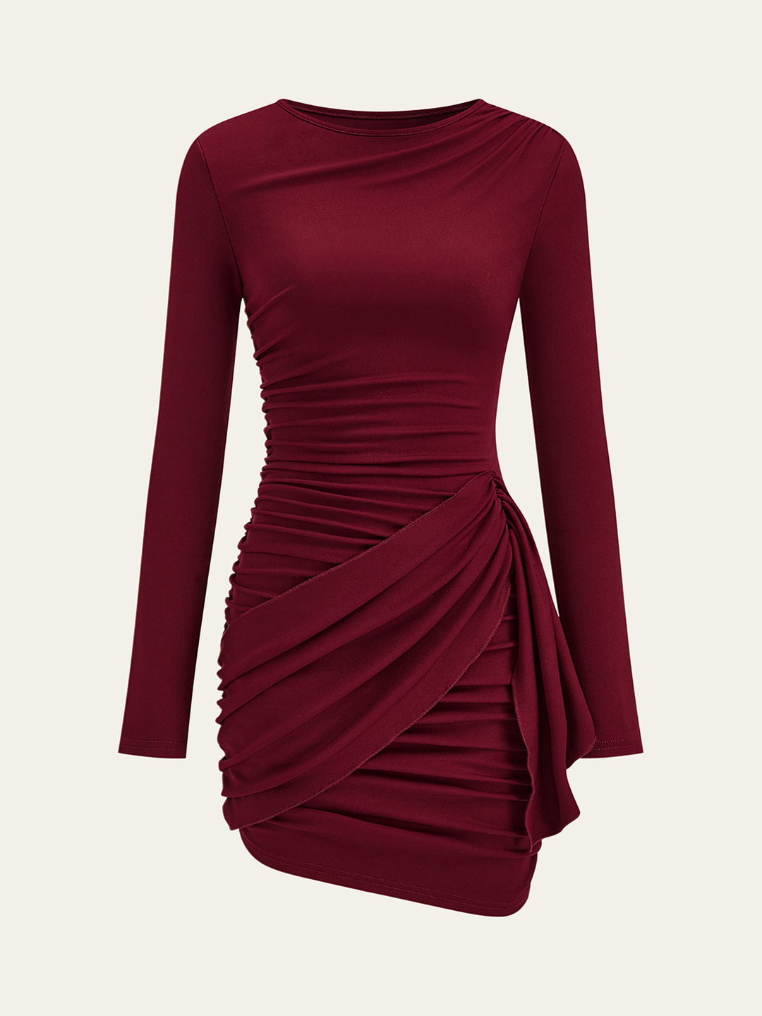 Sukienka bodycon z marszczeniem i długim rękawem