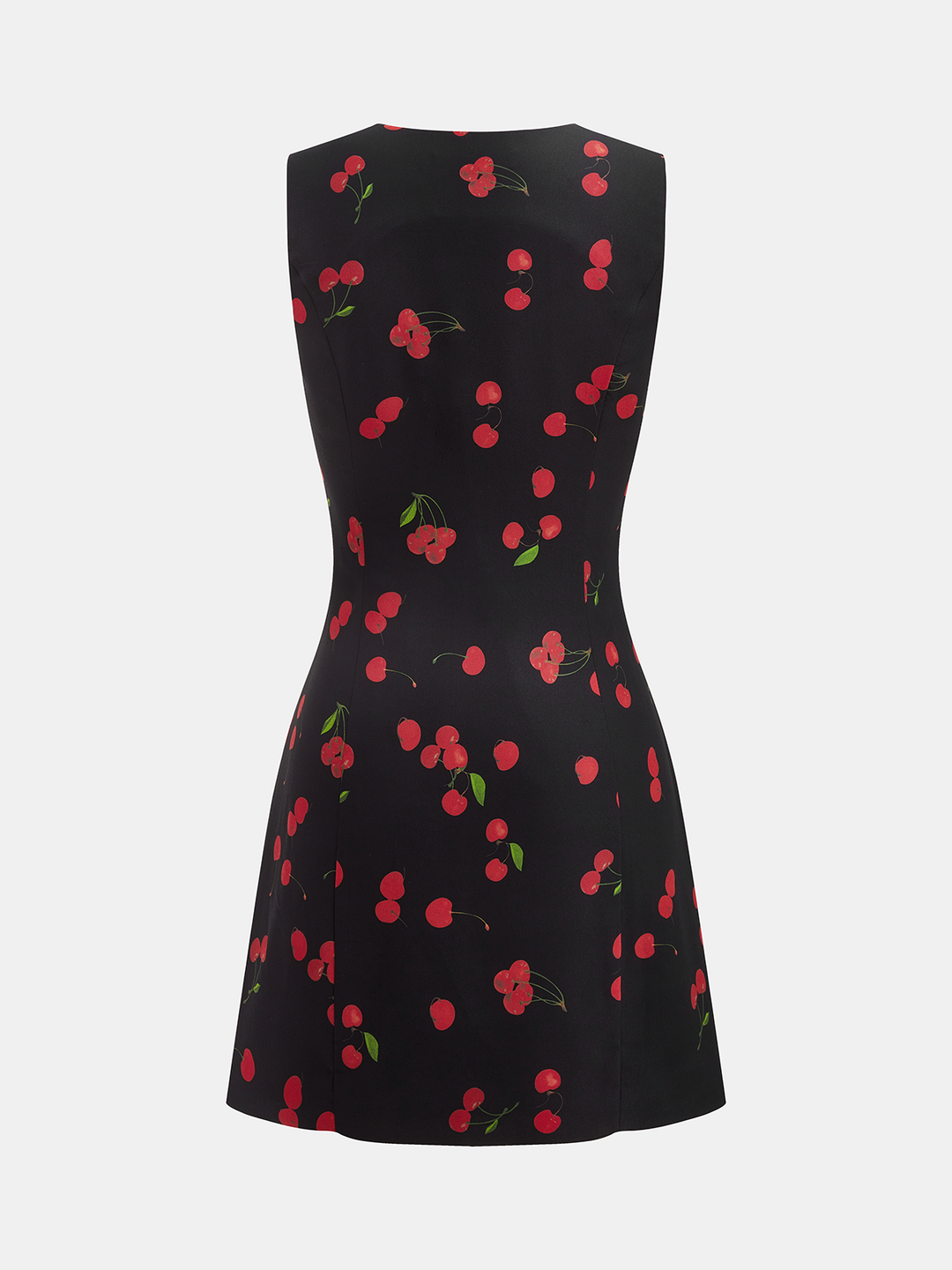 Sukienka mini bez rękawów w print wiśniowy