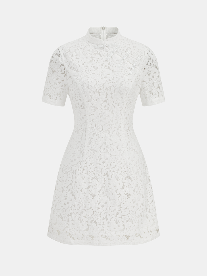 Sukienka Krótką Rękawem w Stylu Cheongsam