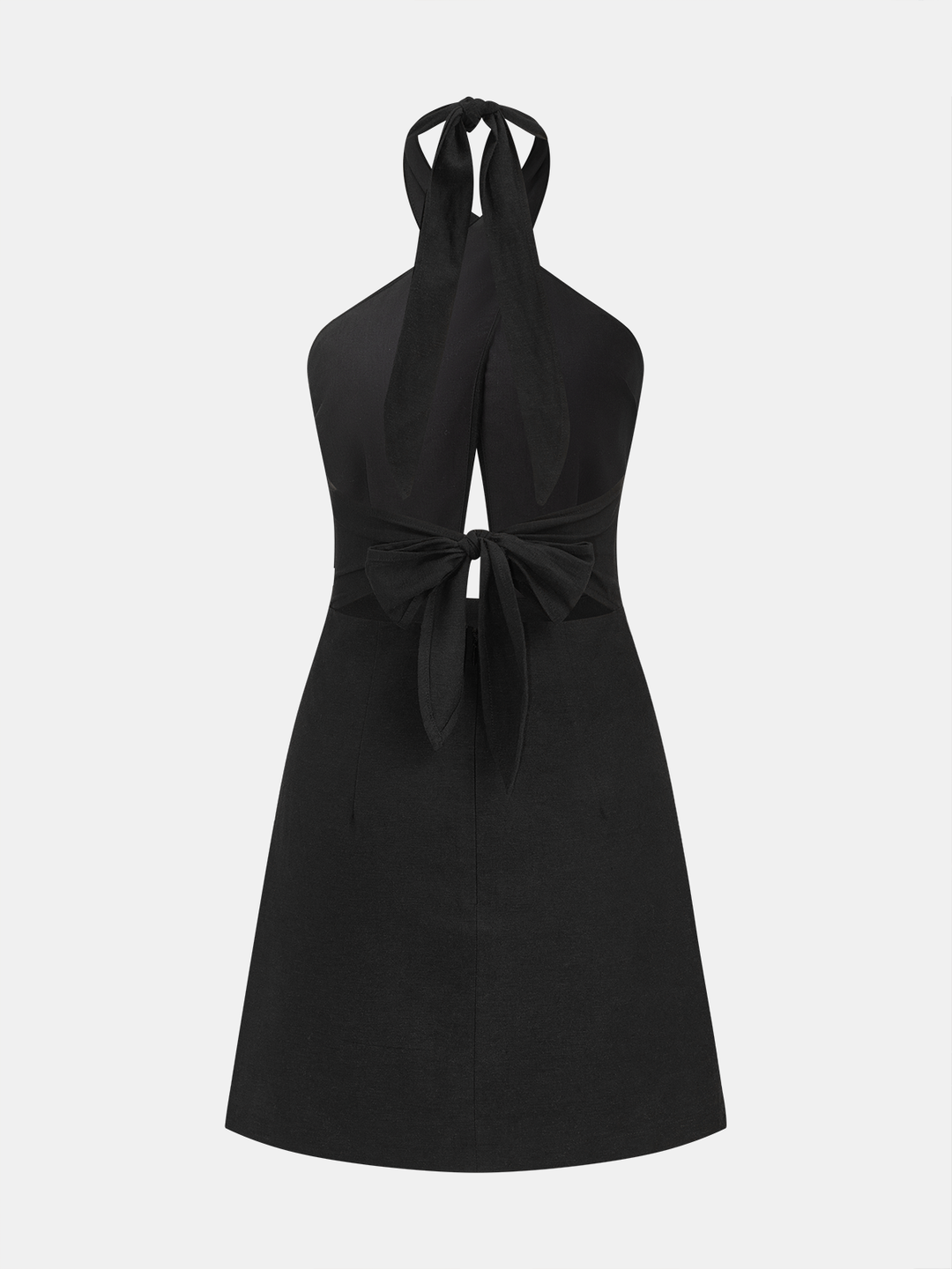 Sukienka Mini z Bawełny i Lnu z Krzyżowym Halterem