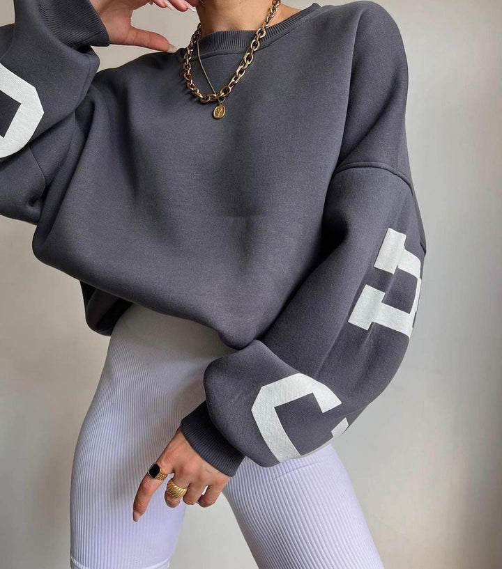 Bianka | Oversizowy Sweter z Nadrukiem Graficznym