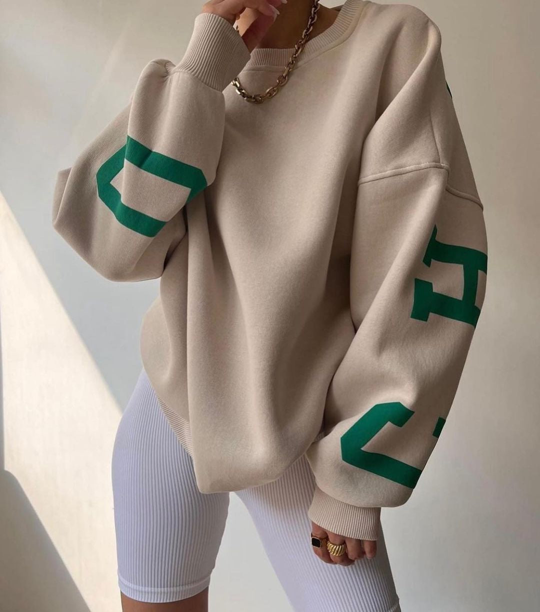 Bianka | Oversizowy Sweter z Nadrukiem Graficznym