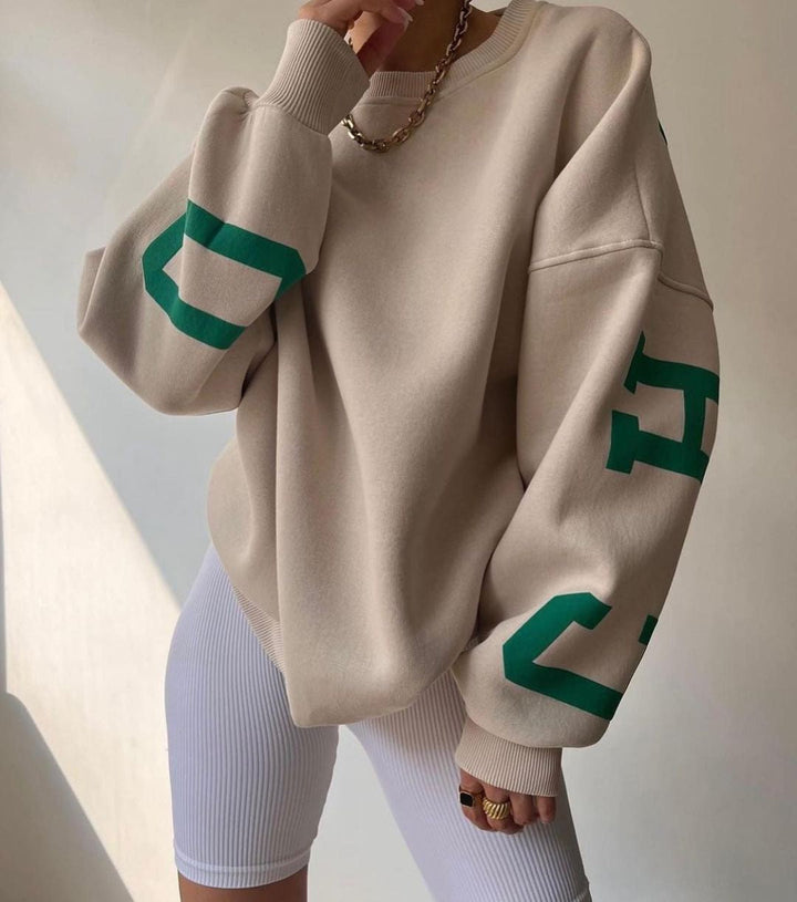 Bianka | Oversizowy Sweter z Nadrukiem Graficznym