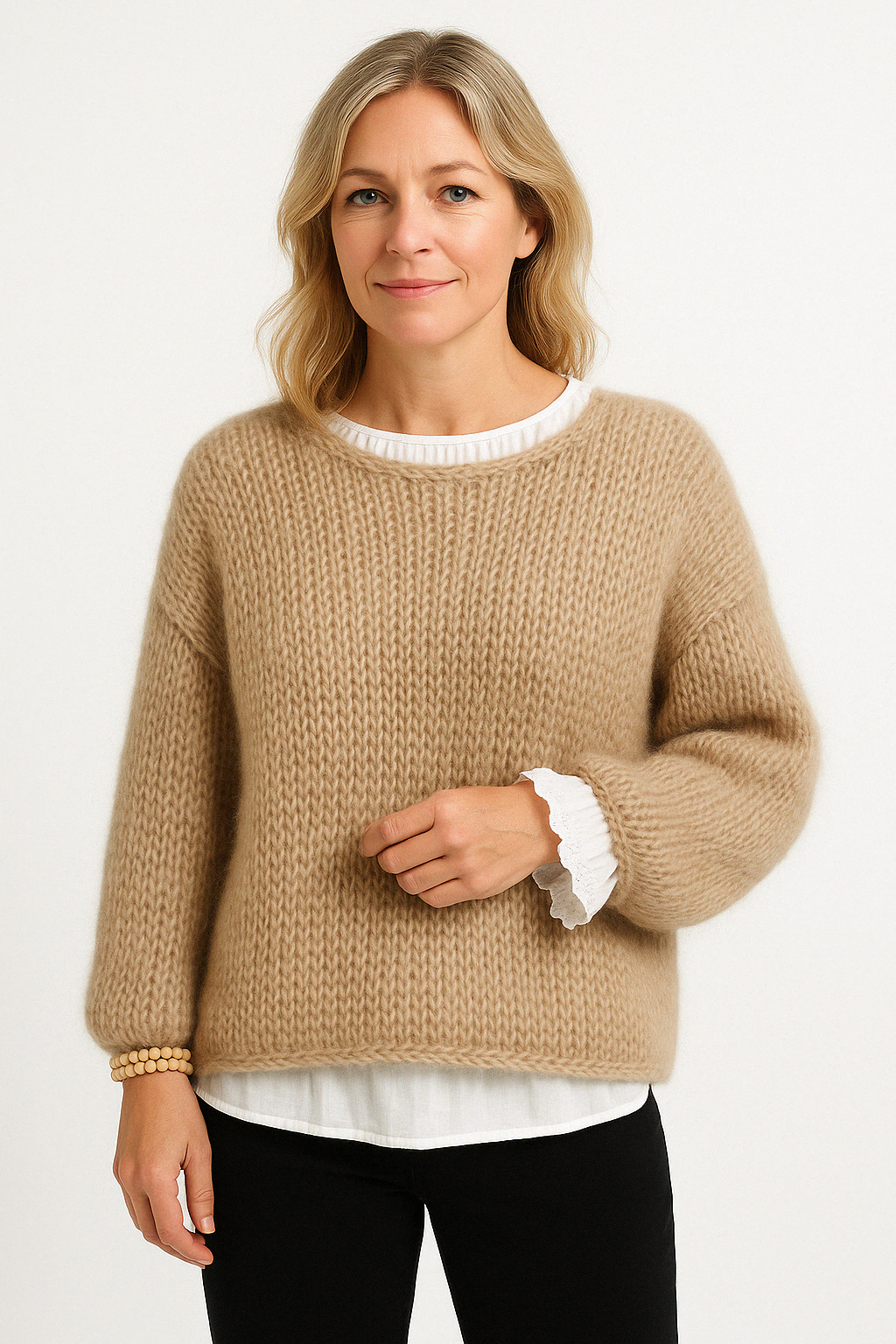 Roza | Oversizowy Sweter z Okraglym Dekoltem