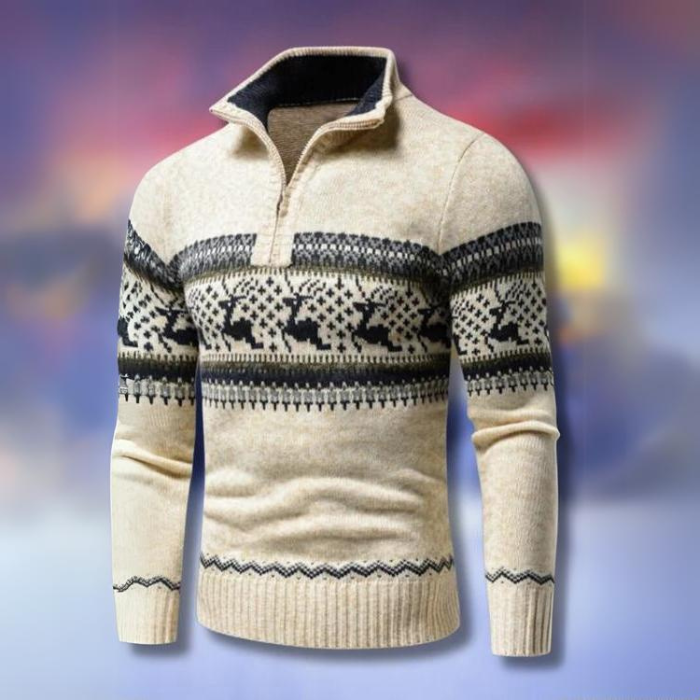 Elegancki świąteczny sweter męski z półsuwakiem