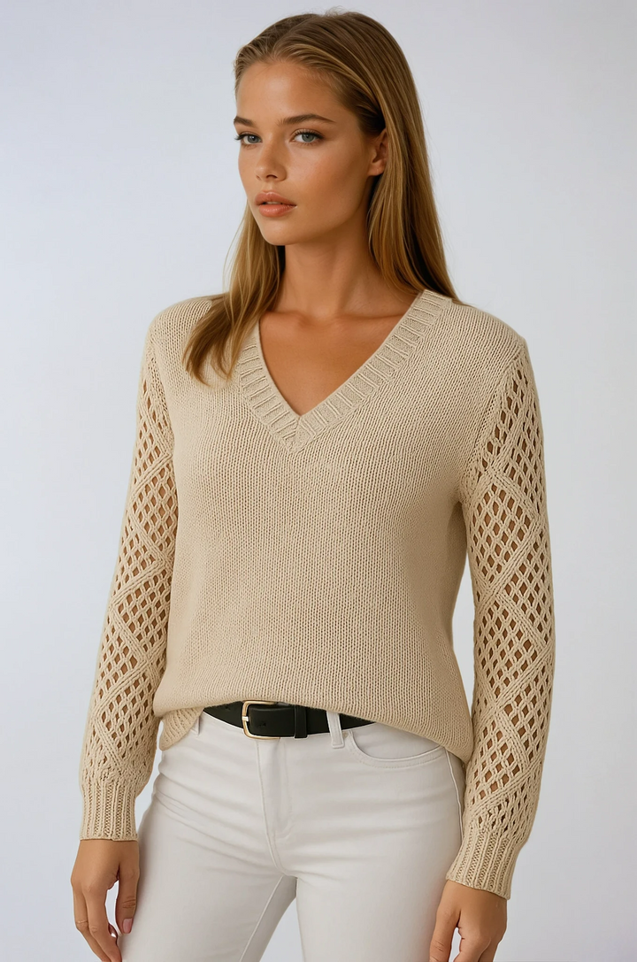 Marzena | Sweter z Rekawami w Stylu Szydelkowym