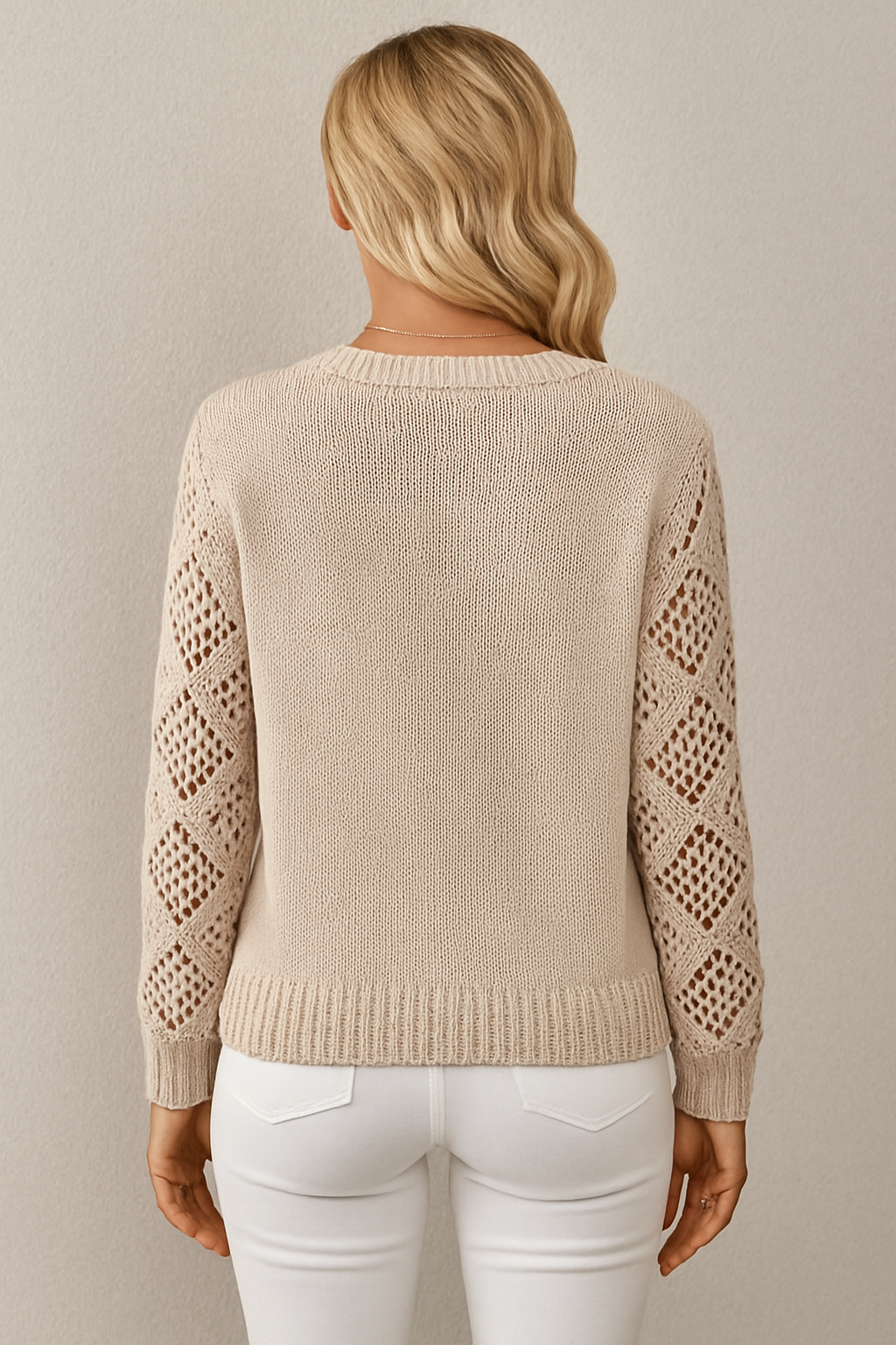 Marzena | Sweter z Rekawami w Stylu Szydelkowym