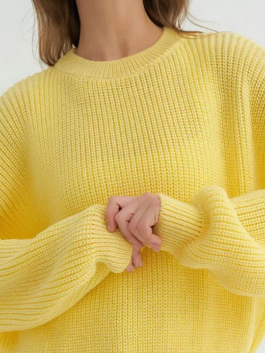 Klaudia | Teksturowany Sweter z Okraglym Dekoltem