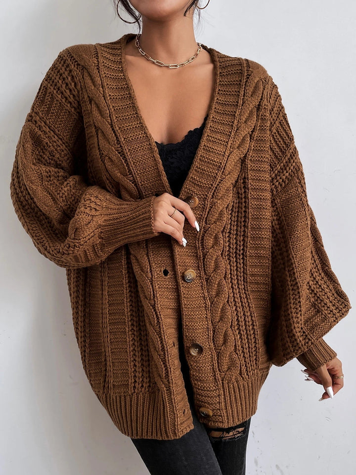 Bozena | Kardigan Oversize z Warkoczowym Splotem