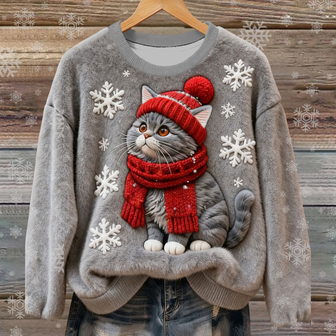 Norena | Czerwony Sweter z Szalem dla Kota