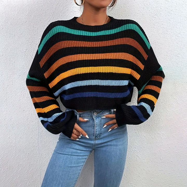 Emilia | Krotki Sweter w Paski