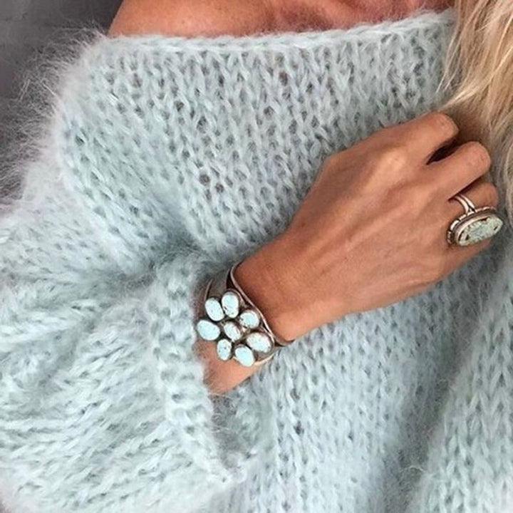 Roza | Oversizowy Sweter z Okraglym Dekoltem