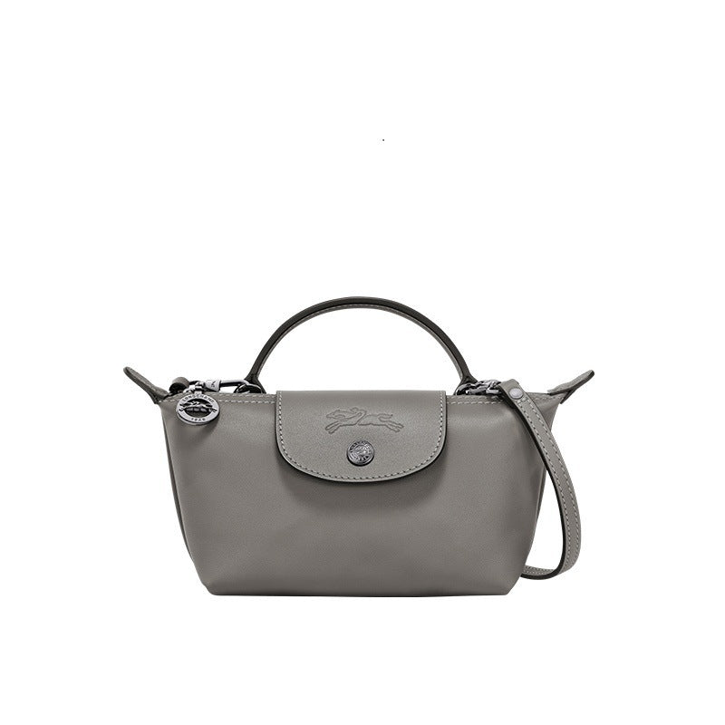 Mini Skórzana Torba Longchamp - Szara