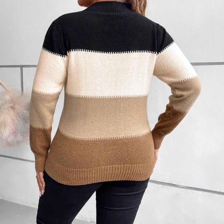 Wioletta | Sweter w Paski z Okraglym Dekoltem
