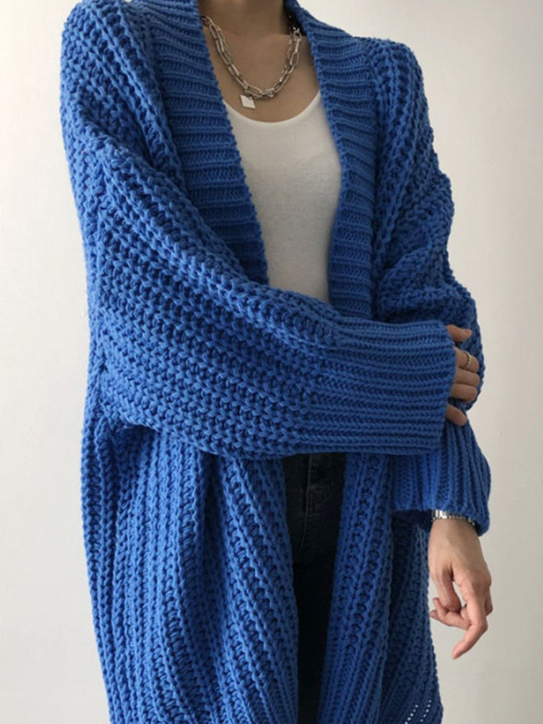 Agnieszka | Kardigan Oversize z Azurowej Dzianiny