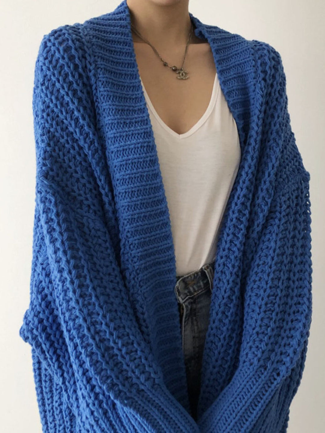 Agnieszka | Kardigan Oversize z Azurowej Dzianiny