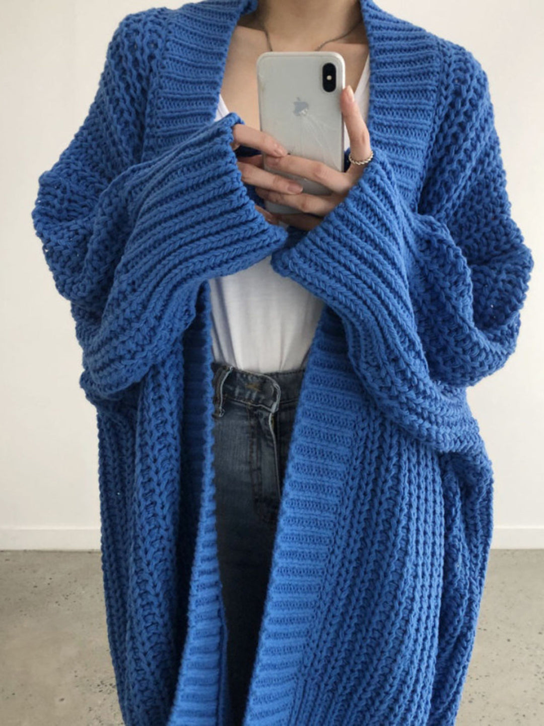 Agnieszka | Kardigan Oversize z Azurowej Dzianiny