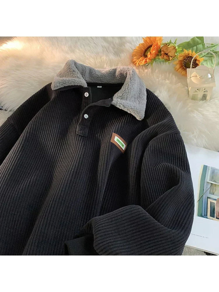 Męski Tradycyjny Sweter z Kołnierzem Polo