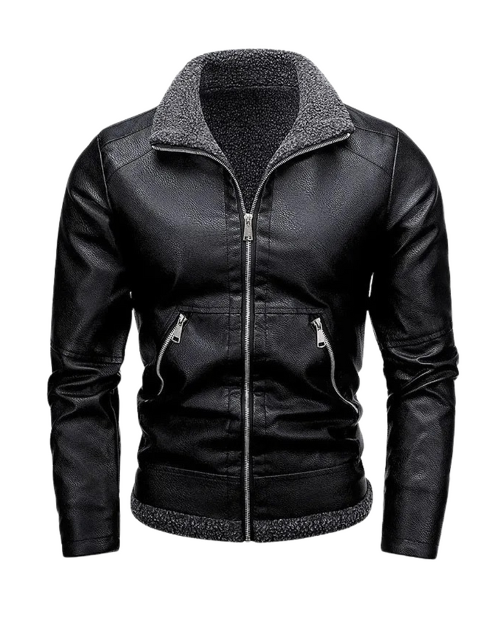 Elegancka Kurtka Skórzana z Fleece