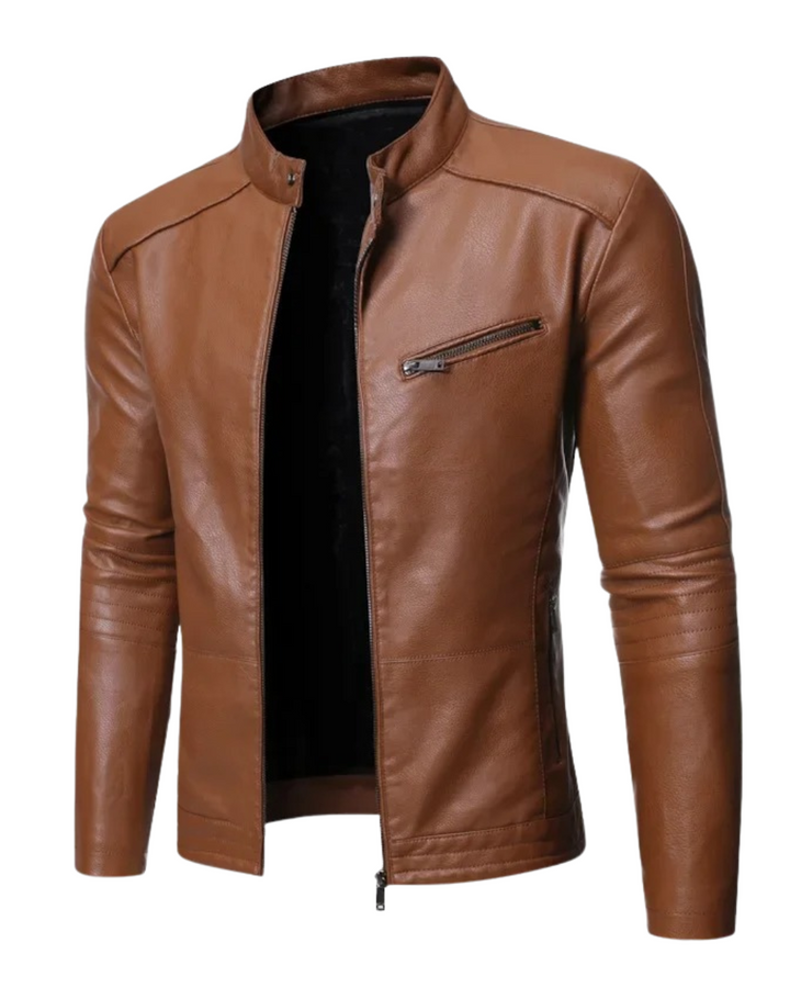 Elegancka skórzana kurtka slim-fit