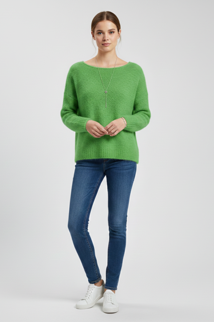 Wanda | Sweter z Szerokim Dekoltem i Miekka Dzianina