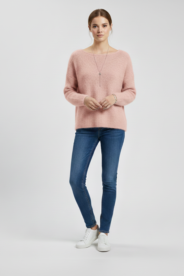 Wanda | Sweter z Szerokim Dekoltem i Miekka Dzianina