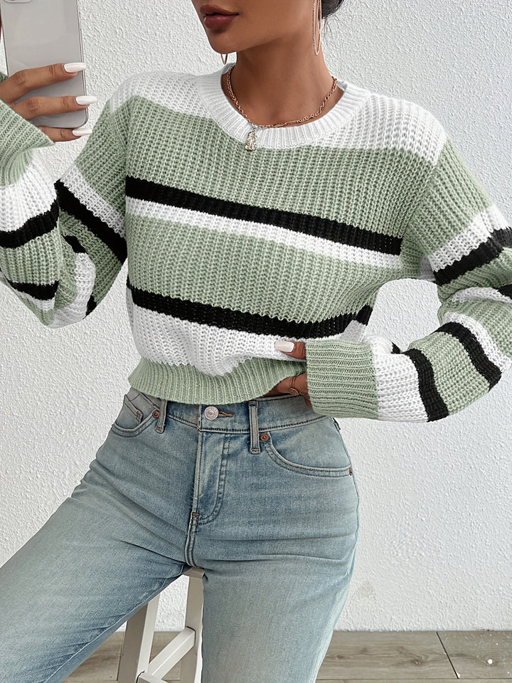 Luiza | Krotki Sweter w Paski